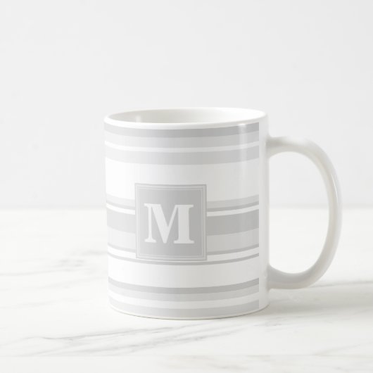 Mug Bandes gris clair monogrammes (Droite)