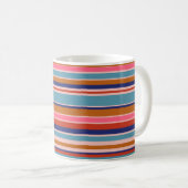 Mug Bandes horizontales bleu rose terre cuite rétro (Devant droit)