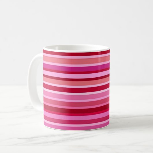Mug Bandes mélangées, Fuchsia, Maroon et rose (Devant gauche)