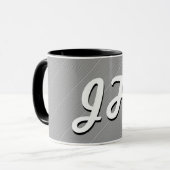 Mug Bandes minces en noir et blanc | Initiales retro-s (Devant gauche)
