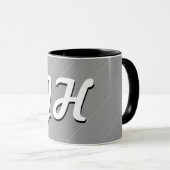 Mug Bandes minces en noir et blanc | Initiales retro-s (Devant droit)