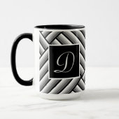 Mug Bandes modernes en noir, blanc et gris - Monogramm (Gauche)