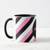 Mug Bandes noires, blanches et roses (Gauche)