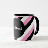 Mug Bandes noires, blanches et roses (Devant droit)