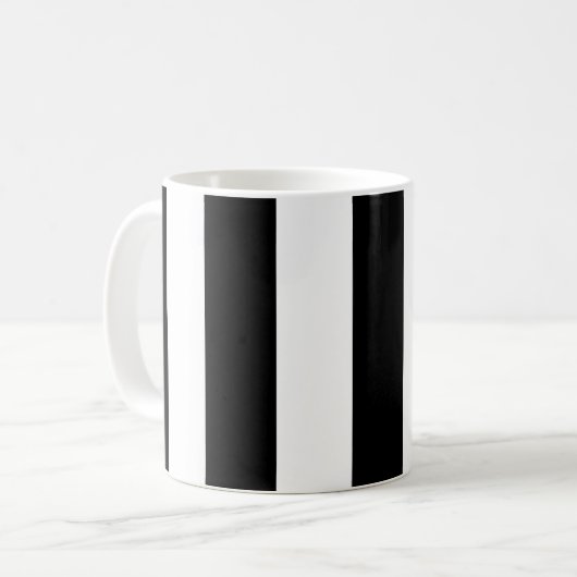 Mug Bandes noires et blanches, Motif rayé, Lignes (Devant gauche)