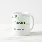 Mug Bandes orange vertes ajouter le nom message texte (Devant droit)