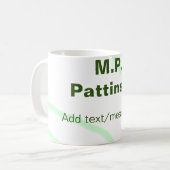 Mug Bandes orange vertes ajouter le nom message texte (Devant gauche)