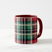 Mug Bandes Plaid Vert Crème Rouge (Devant droit)