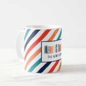 Mug Bandes rétro esthétiques Lignes colorées Noël (Devant gauche)