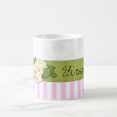 Mug Bandes Roses, Lignes, Motif Gratté, Votre Nom (Centre)
