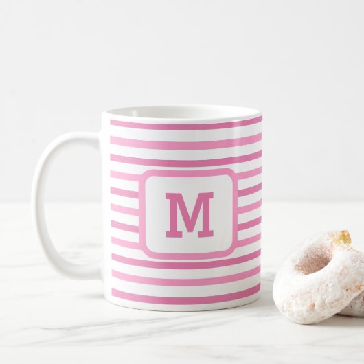 Mug Bandes roses mignonnes Personnalisées Une seule et (Avec donut)