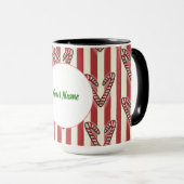 Mug Bandes rouges Lollipopes de Noël Personnalisé (Devant droit)