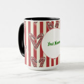Mug Bandes rouges Lollipopes de Noël Personnalisé (Devant gauche)