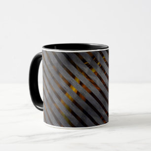 Mug Bandes transversales grises, rubans carbone, or ro