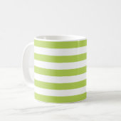 Mug Bandes vertes, Lignes, Motif rayé, Votre Nom (Devant gauche)