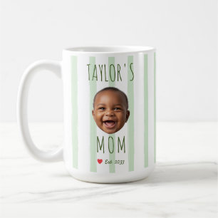 Mug Bandes Vertes Personnalisées Photo & Nom Visage de