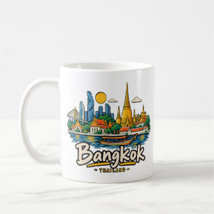 Mug Bangkok Thaïlande Dessinée à la Main Art de Voyage