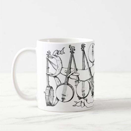 Mug banjo épelé avec banjos illustration art (Gauche)