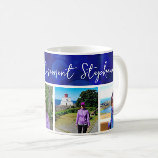 Mug Bannière bleue élégante 4 Photos Bonne retraite