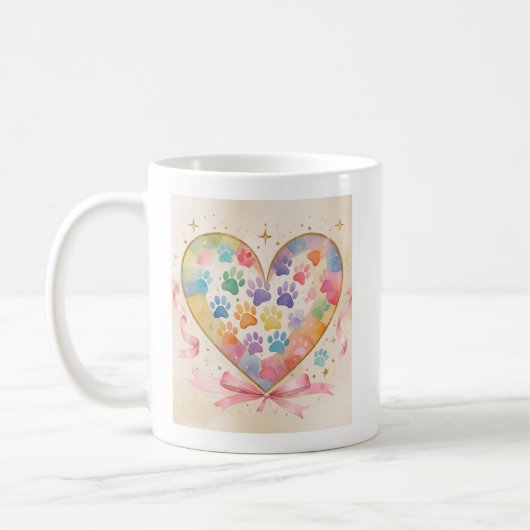 Mug Bannière Coeur Empreinte de patte - Pet Love Wall  (Gauche)
