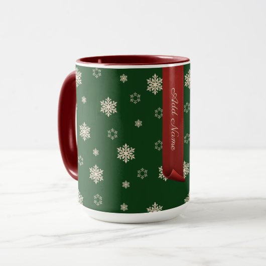 Mug Bannière personnalisée en jonc de Noël Vert (Devant gauche)