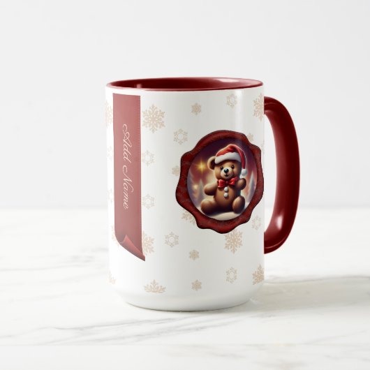 Mug Bannière personnalisée Teddy Cookie de Noël Blanc (Devant droit)