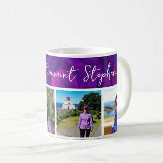 Mug Bannière Violette Élégante 4 Photos Bonne Retraite
