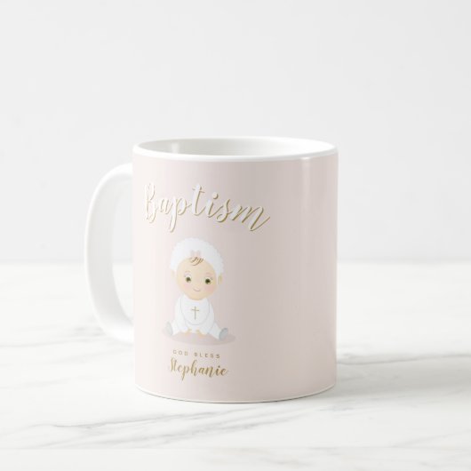 Mug Baptême Bébée avec Bonnet (Devant gauche)