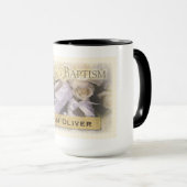 Mug Baptême de bébé Neutre, Nom personnalisable, Liam (Devant droit)