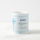 Mug Baptême de garçon au dentelle bleue (Centre)
