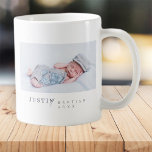 Mug Baptême Pour Lui Moderne Minimaliste Nom Photo<br><div class="desc">Design is composed of fun and playful typographiy with sans serif and serif font. Add a custom photo.</div>
