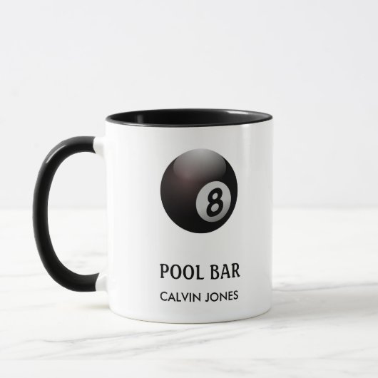 Mug Bar de piscine à huit boules blanc (Gauche)