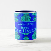 Mug Bar Harbour Maine Bold Blue Scallop Shell avec nom (Centre)