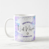 Mug Bar Mitzvah Violet Aquarelle Argent Écriture Moder (Gauche)