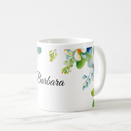 Mug Barbara text decorated with spring flowers (Devant droit)