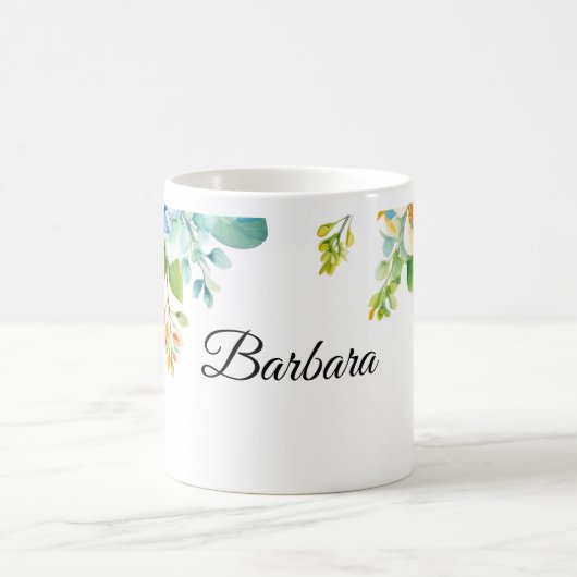 Mug Barbara text decorated with spring flowers (Centre)