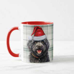 Mug Barbet Chien vacances Vert Plaid Noël
