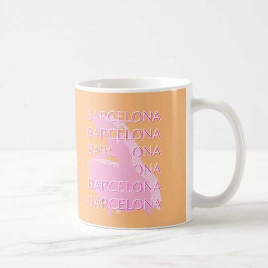 Mug Barcelona Travel Art, Espagne, Orange, Rose (Droite)