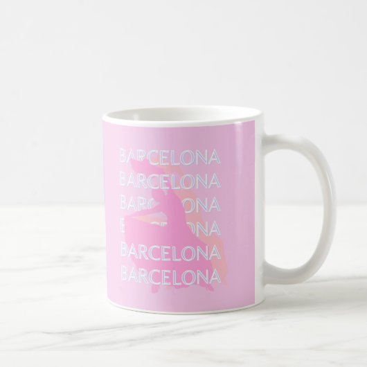 Mug Barcelona Travel Art, Espagne, Pastel, Rose (Droite)