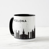 Mug Barcelone, Espagne horizon noir et blanc de | de (Devant gauche)