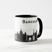 Mug Barcelone, Espagne horizon noir et blanc de | de (Devant droit)