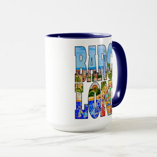 Mug Barcelone Parc Guell Espagne Typographie Art (Devant droit)