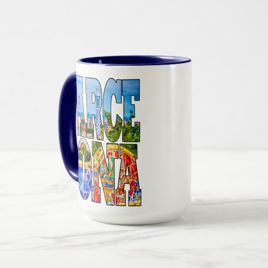 Mug Barcelone Parc Guell Espagne Typographie Art (Devant gauche)