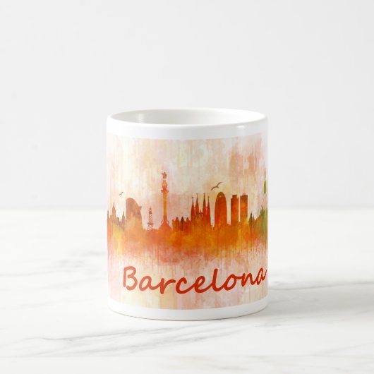 Mug Barcelone Skyline watercolor v04 (Centre)