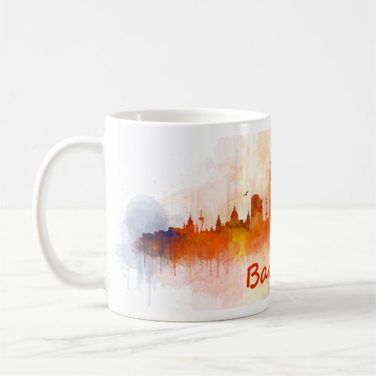 Mug Barcelone Skyline watercolor v04 (Gauche)