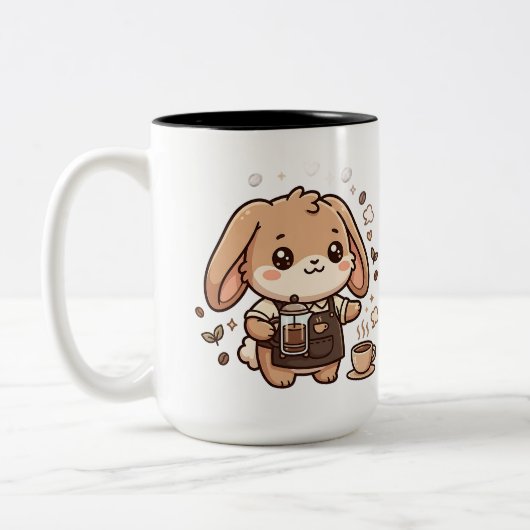 Mug Barista Lapin Kawaii Bicolore (Gauche)