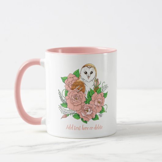 Mug Barne Chouette Fleurs roses Bleu (Gauche)