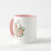 Mug Barne Chouette Fleurs roses Bleu (Devant gauche)