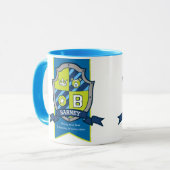 Mug Barney lettre B crête bleu vert nom signifiant muq (Devant gauche)