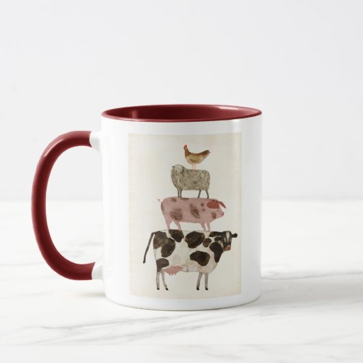 Mug Barnyard Buds - Vache, cochon, mouton et hen (Gauche)